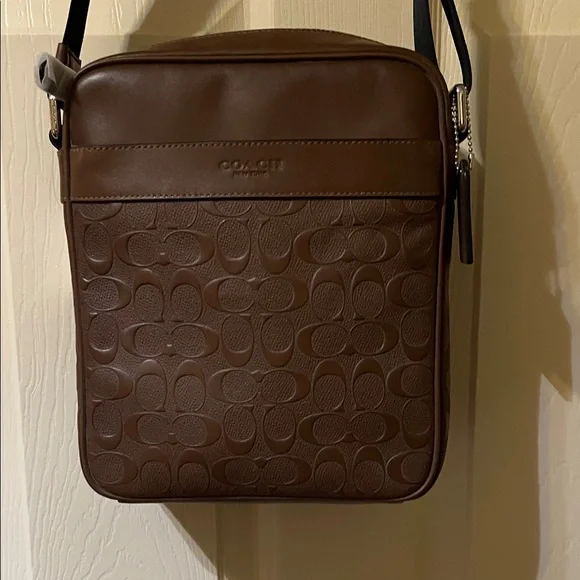 Coach Brown Embossed Signature Flight Bag - Picture 1 of 4